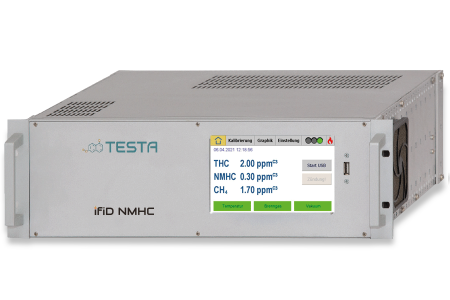 The stationary Flame-Ionisation-Detector (FID) iFiD NMHC measures with its built in NMHC Cutter the methane concentration and parallel in a second channel also the THC